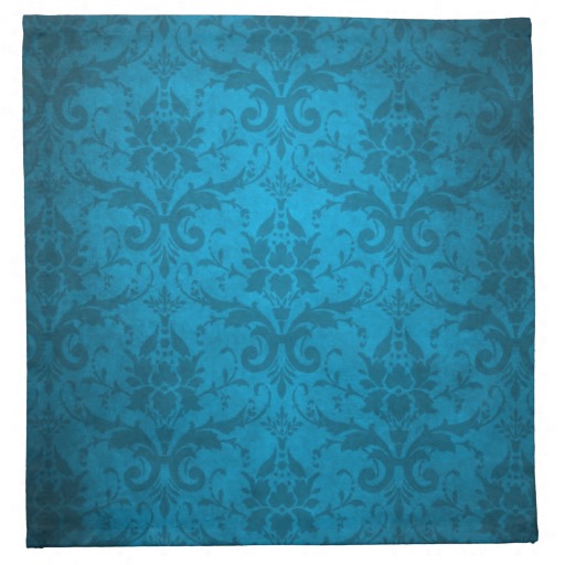 Vintage Aqua Blue Damask Wallpaper Cloth Napkins