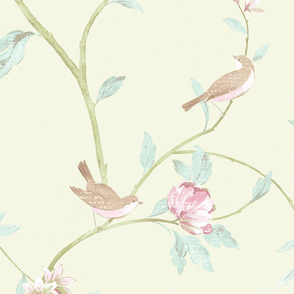 Large Scale Floral Vine In Green Cg28804 Traditional Wallpaper