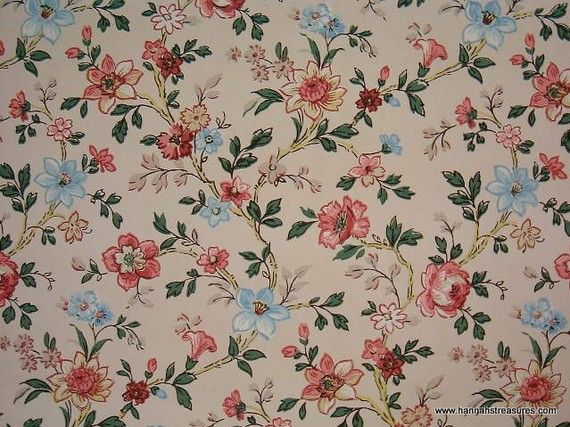 Design Via Vintage Wallpaper Floral 1940s S