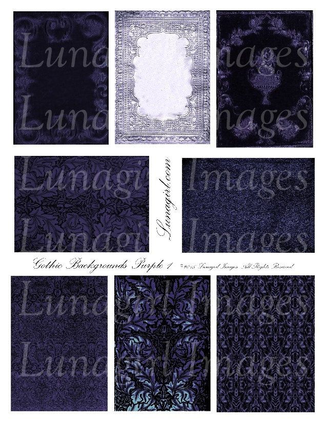 Purple Gothic Background Digital Collage Sheet Steampunk