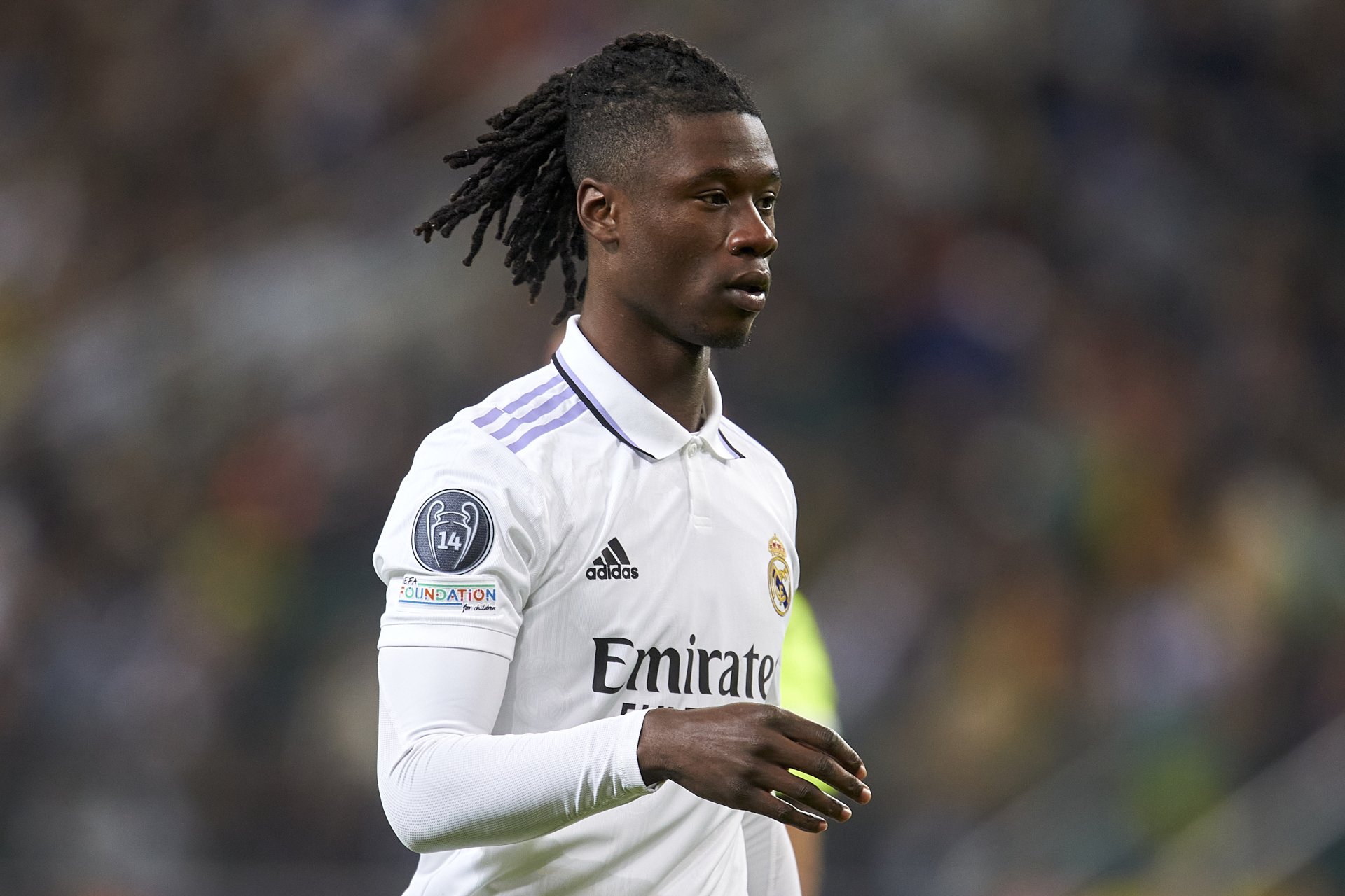 Real Madrid player Eduardo Camavinga in action during a football match