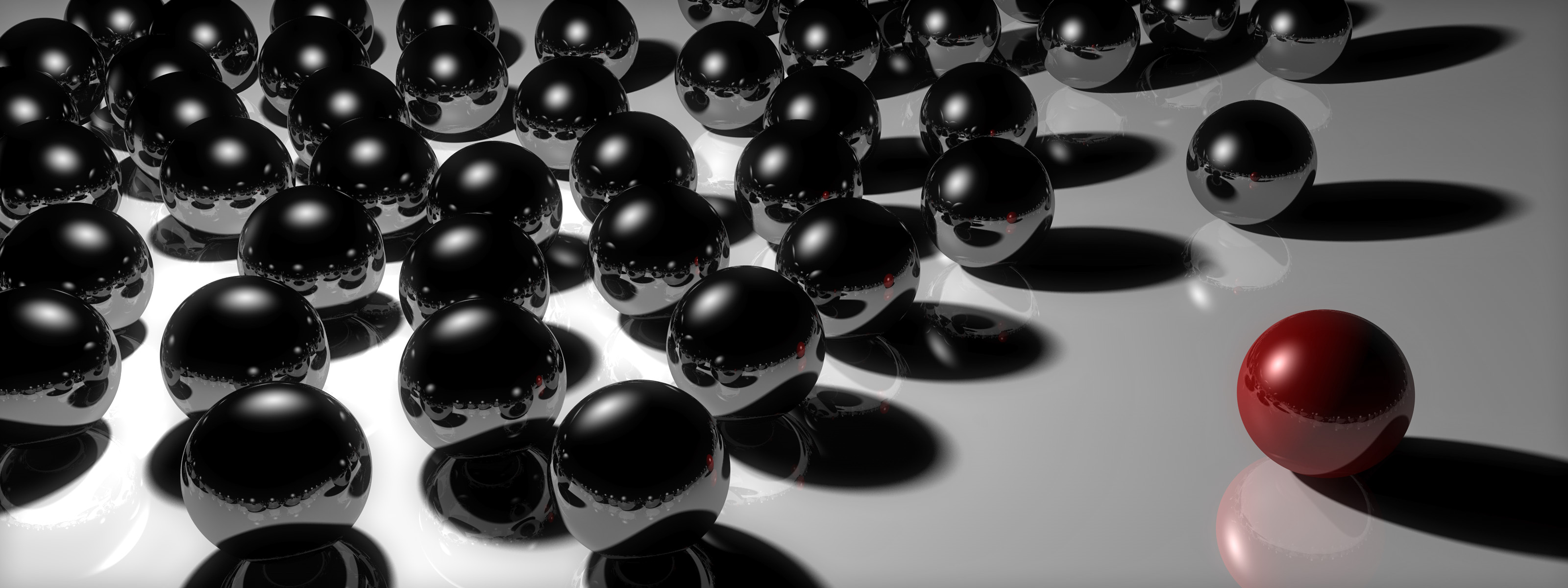 Wallpaper Background Black Dual Screen Red Balls Right
