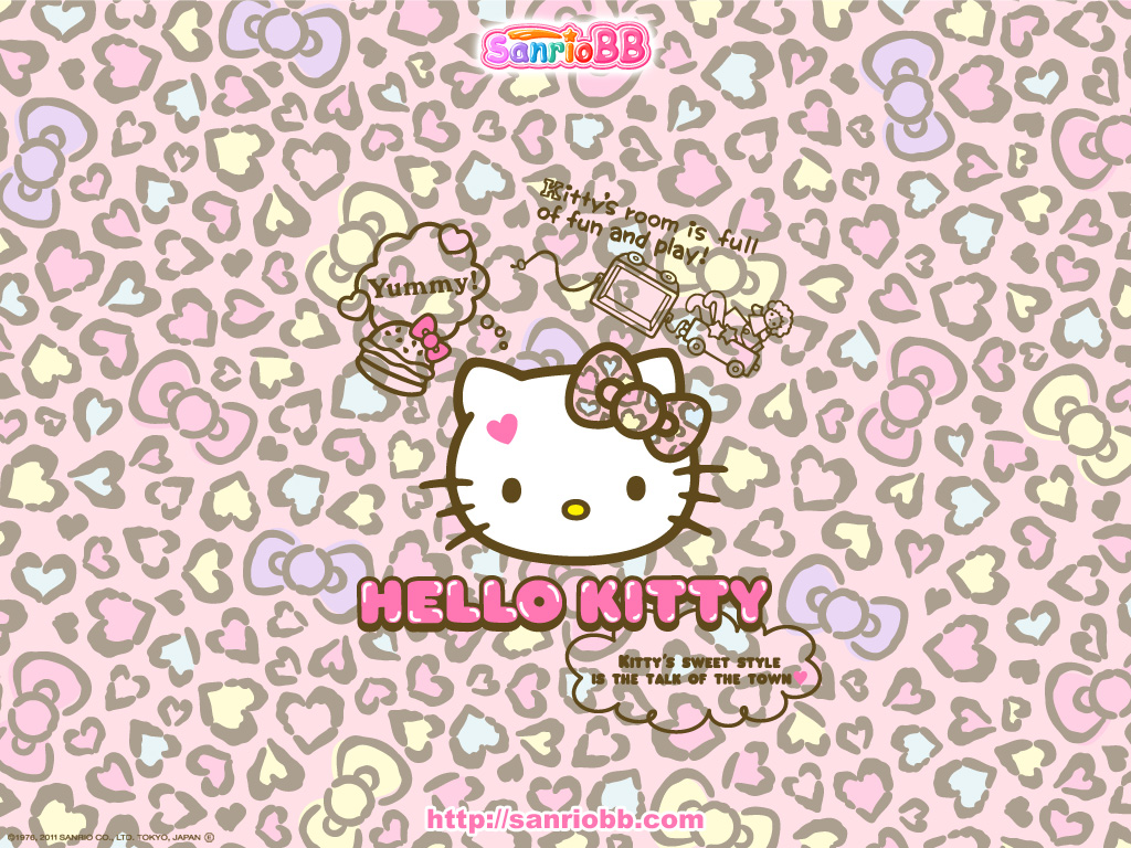 Hello Kitty Wallpaper With Bows And Leopard Print Kawaii