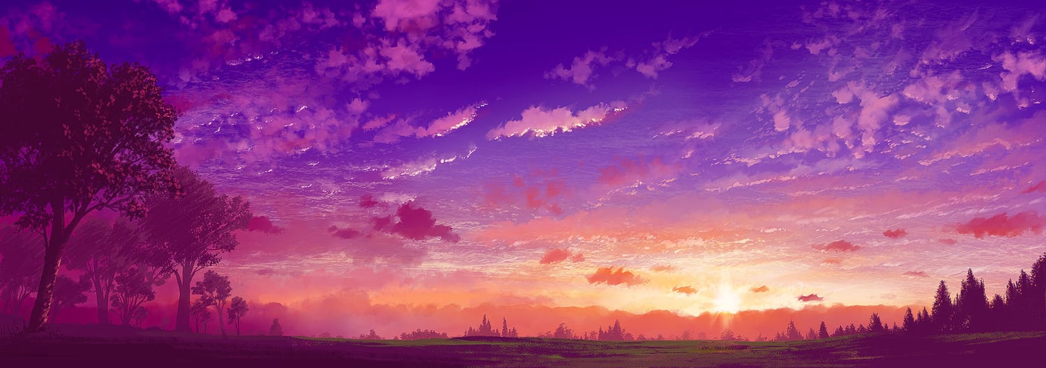 purple sunset wallpapers and images MEMEs 1500x528