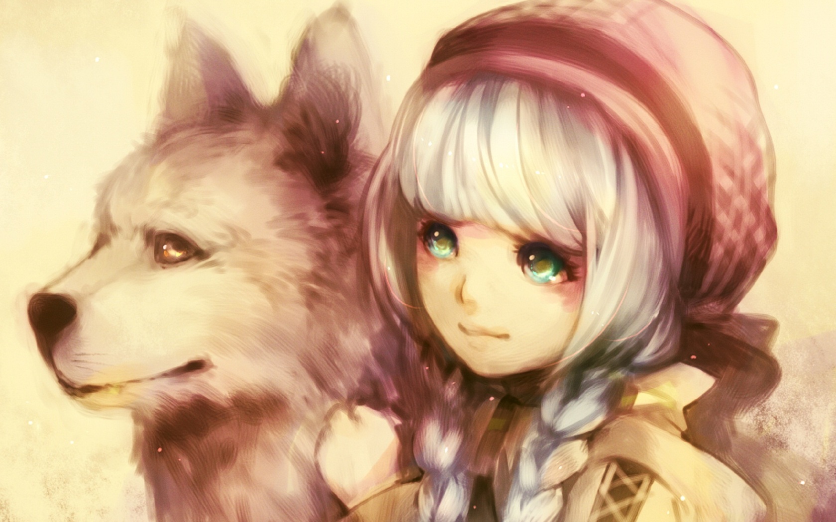 Anime Girl And Wolf Wallpaper