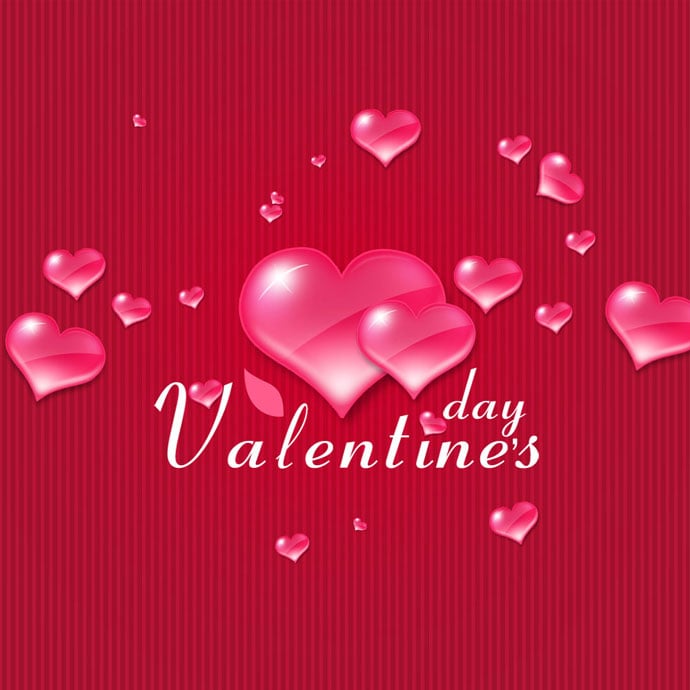 Red Colorful Valentines Day Vector greeting Card with colorful