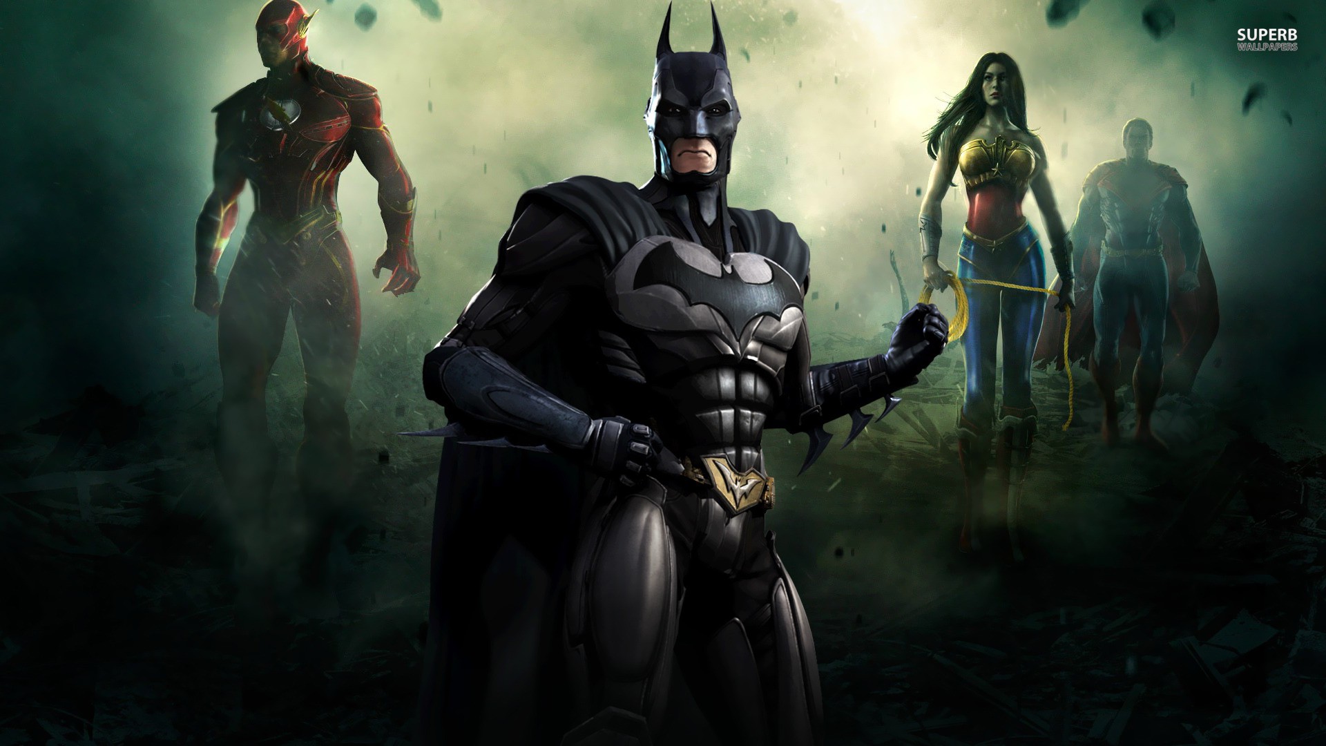 Batman Video Games Superman Posters Gods Lightning Bolt Wonder Woman