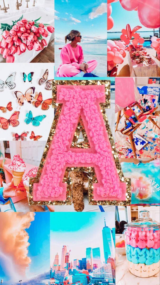 Download Pink Capital Alphabet Letter A Collage Wallpaper