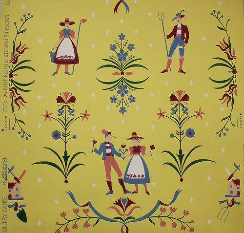 S Scandanavian Folk Art Design Vintage Wallpaper