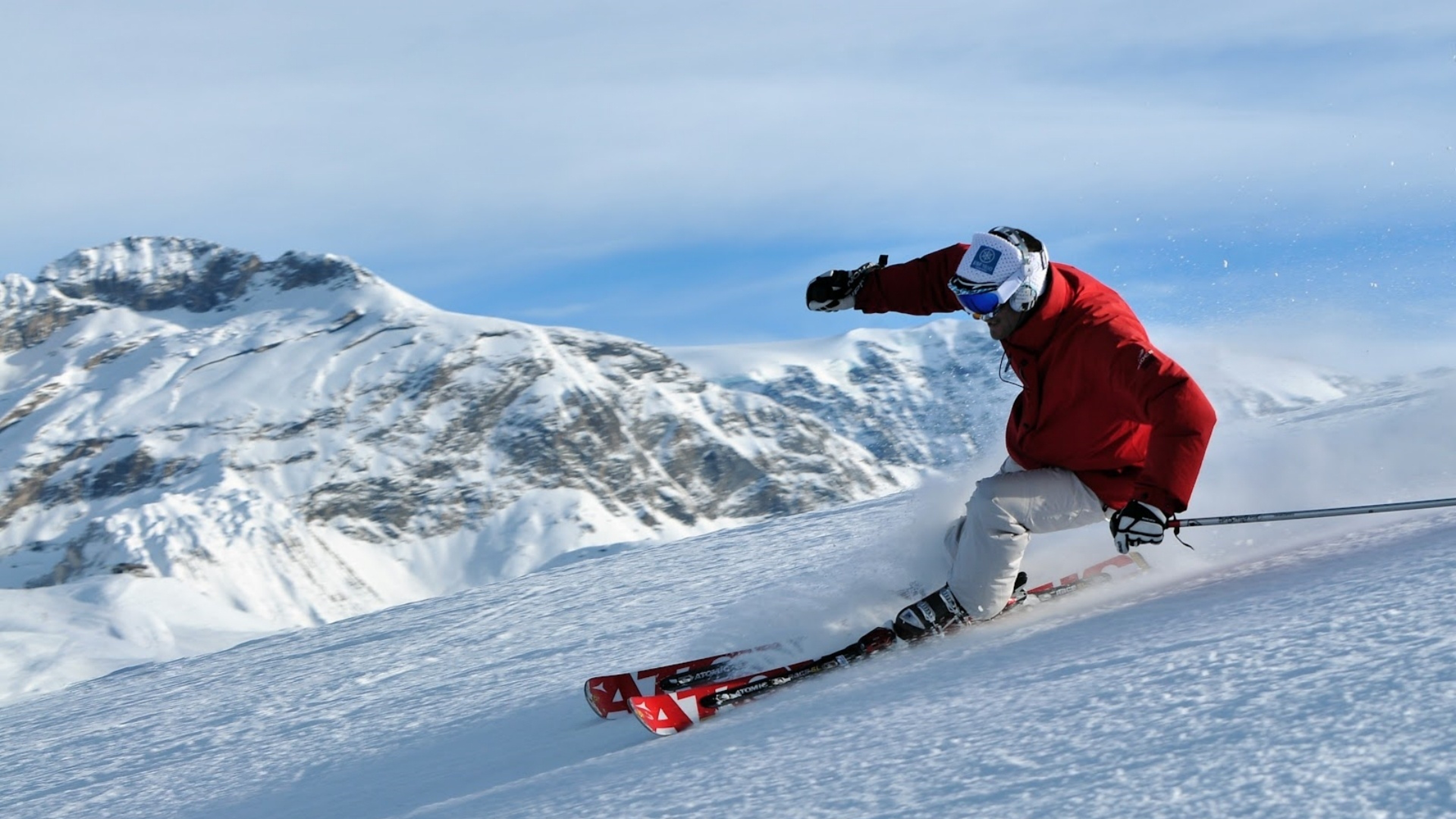 Wallpaper Skiing Ride Slopes Skier Snow 4k