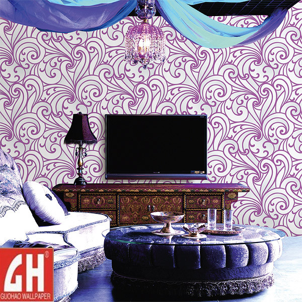China Removable Purple and White Vinyl Wallpaper   China Wallpaper 600x600