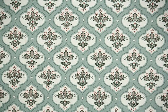 S Vintage Wallpaper Leaf Pattern In Geometric Design Of Green