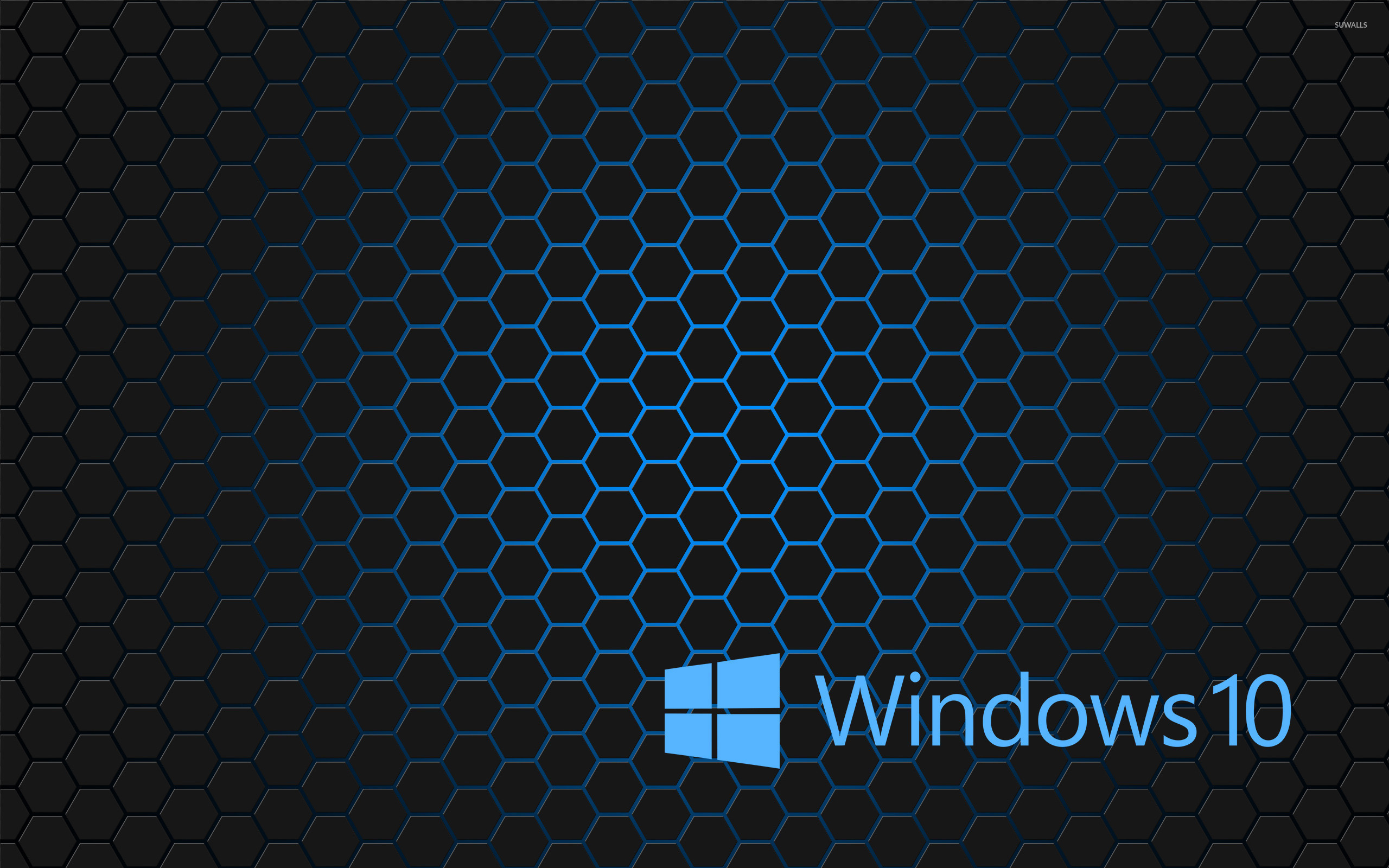 Windows 10 blue text logo on hexagons wallpaper   Computer wallpapers