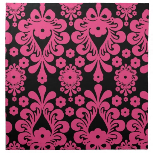 Pink And Black Damask Baby