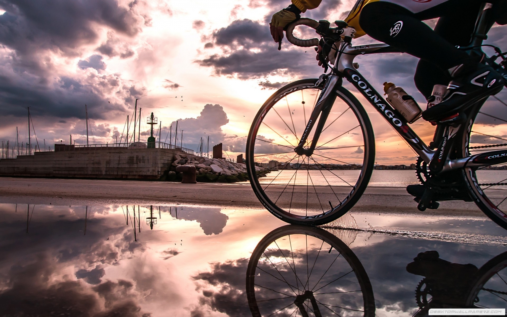 Cycling In Beach HD Wallpaper Res