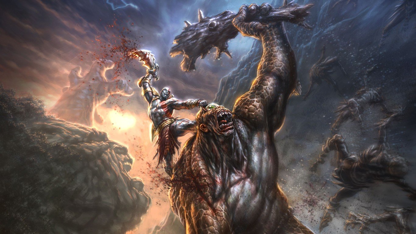 Kratos God Wallpaper 1366x768 Kratos God Of War God Of War 2 1366x768