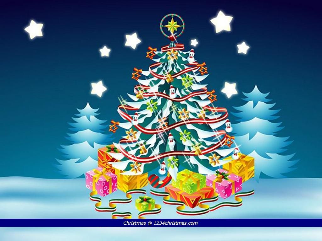 Cartoon Christmas Tree Desktop Wallpaper
