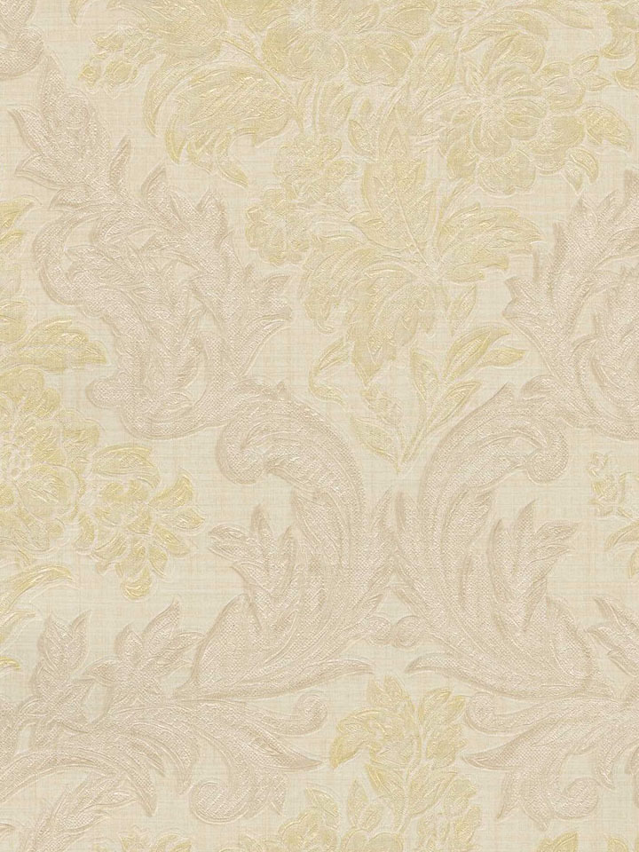 Gold Classical Floral Damask Wallpaper Traditional