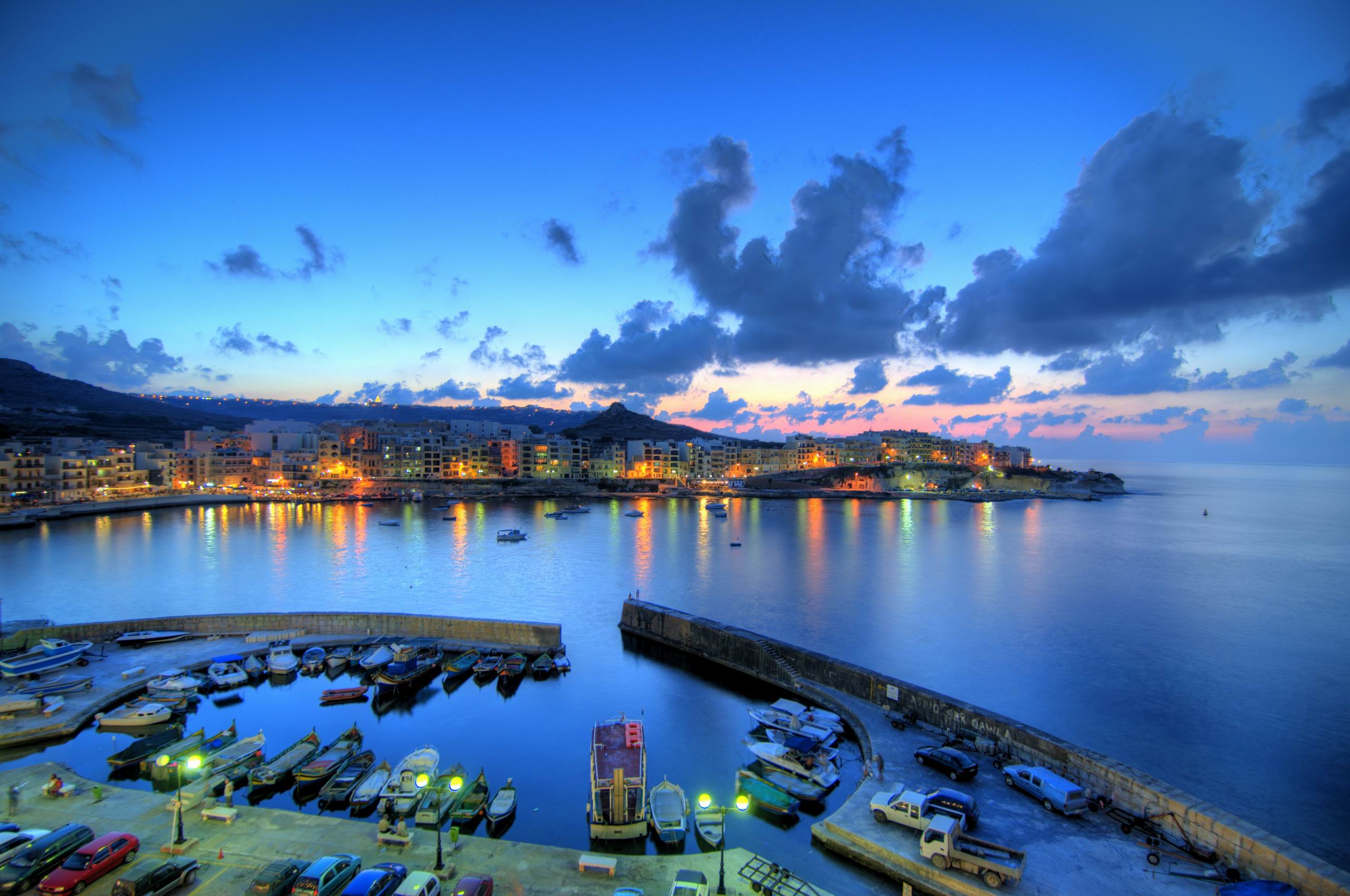 HD Wallpaper Boats Cars Light Malta Ocean Full Desktop Image By