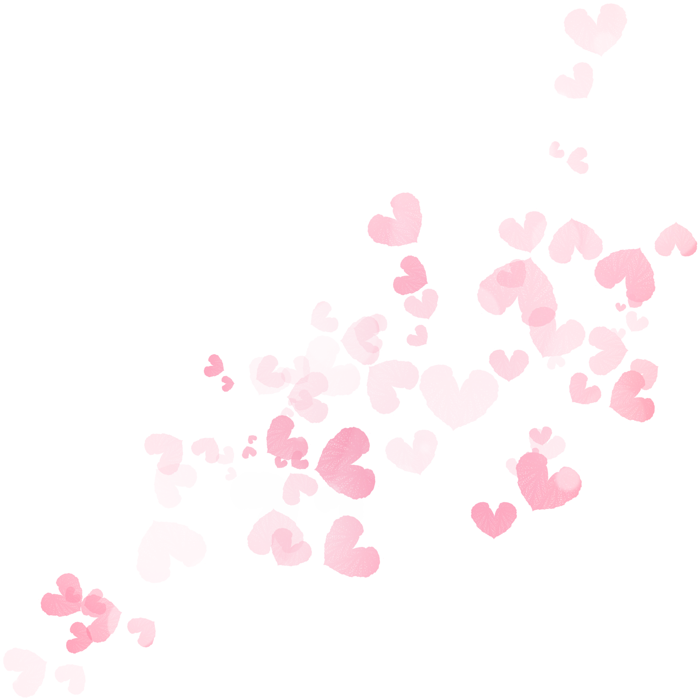 Delicate pink hearts scattered on a black background