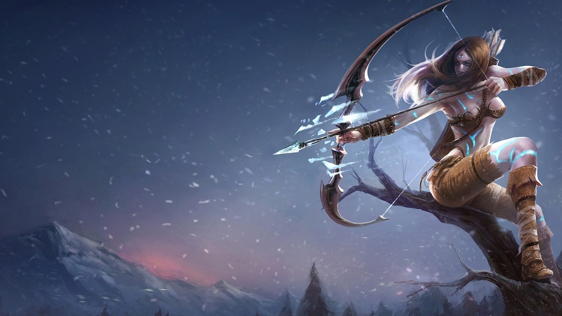 3d Girl Blue Game League Of Legends Mountains Sexy Snow