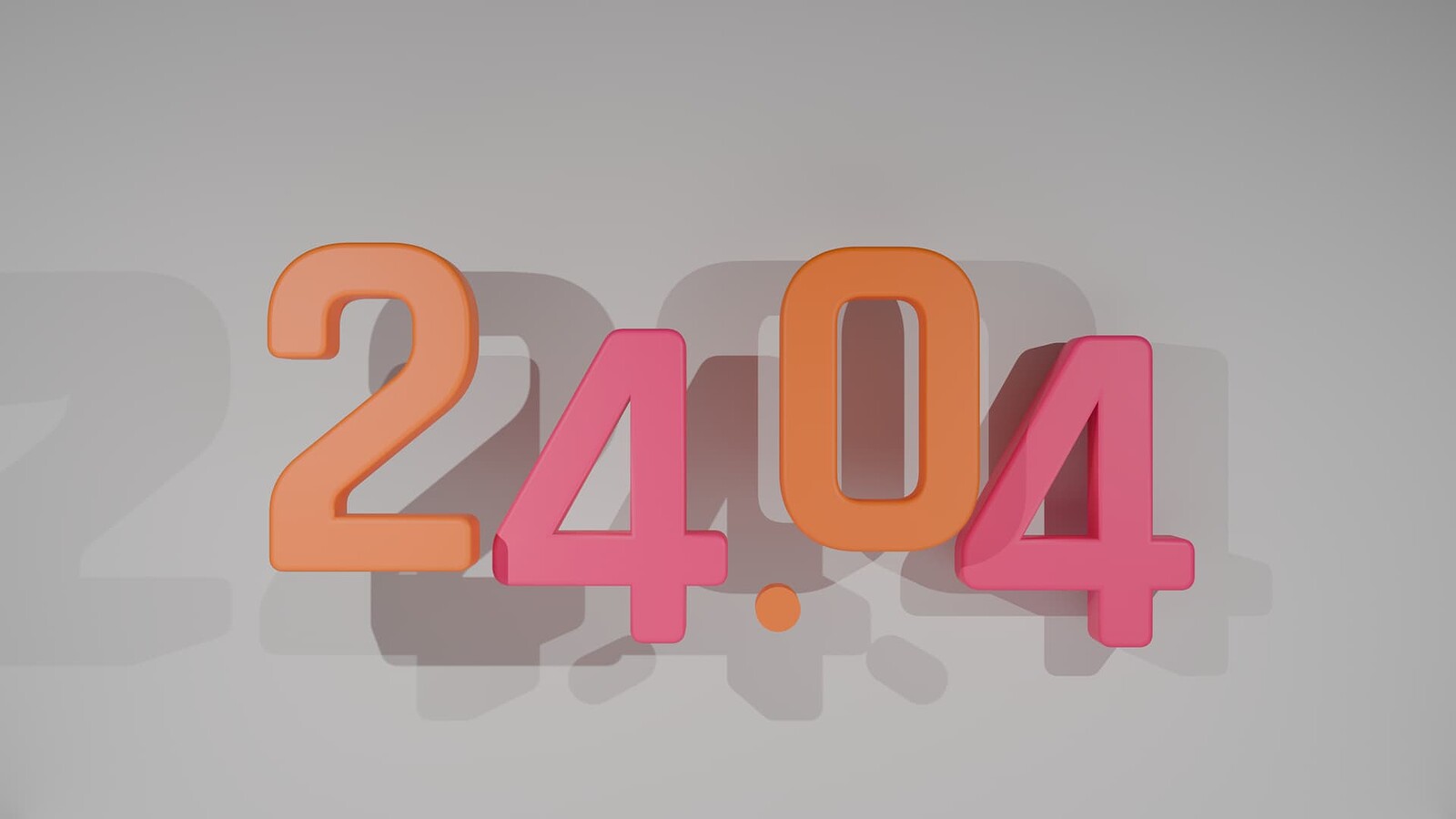 3D rendering of the number 24.04 on a light gray background