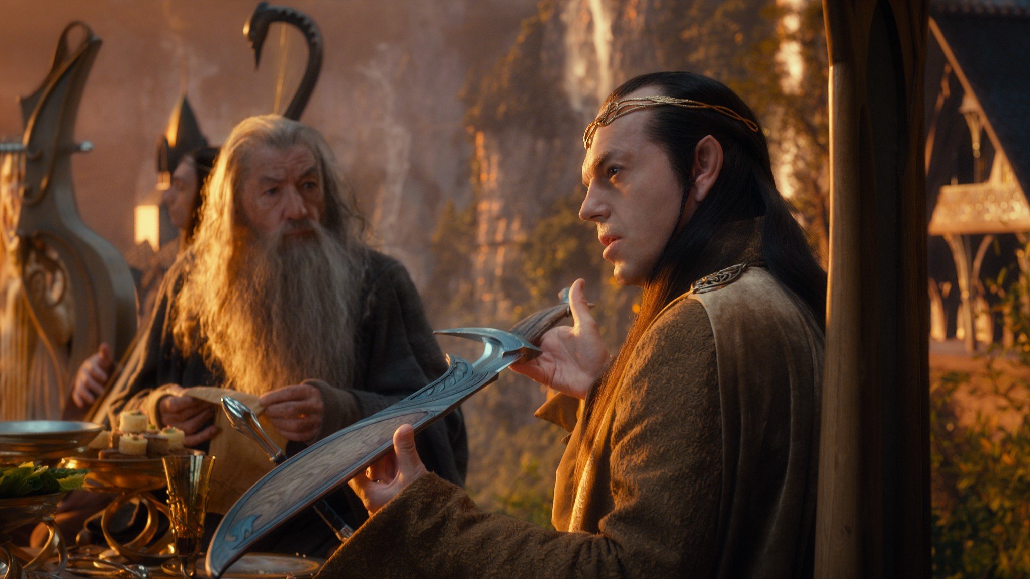 Movies Gandalf The Hobbit Hugo Weaving Ian Mckellen Swords