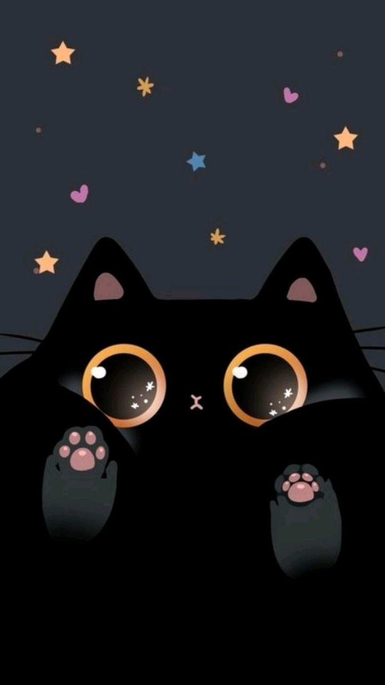 Black Cat Cartoon Wallpaper Cute iPhone