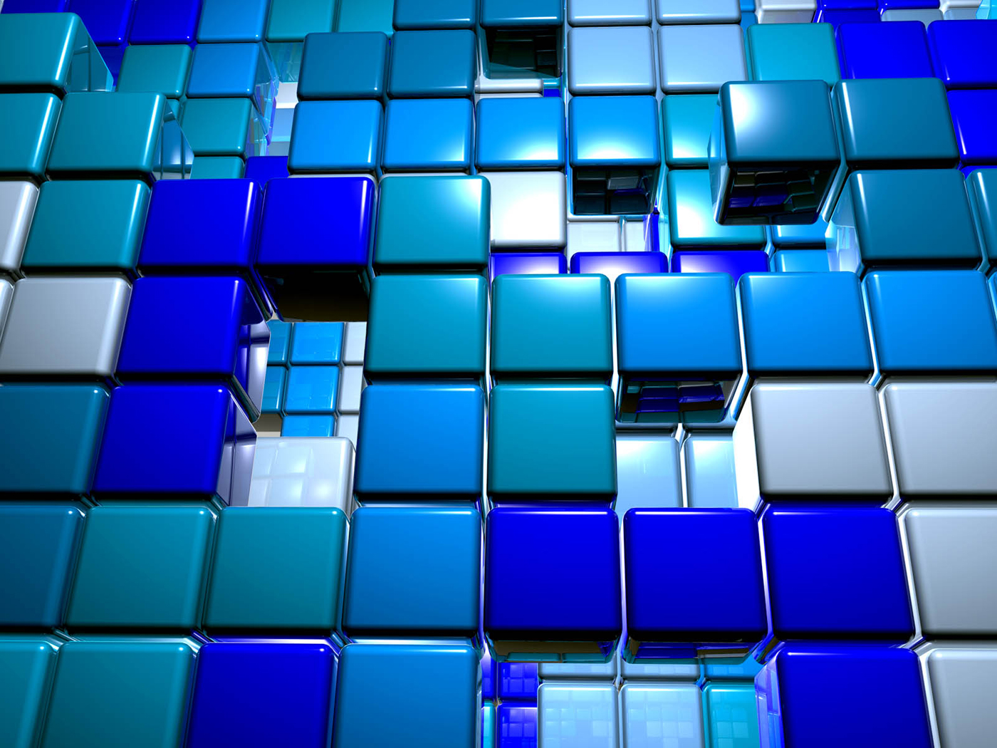 Full HD Wallpaper Abstract Cubes Blue