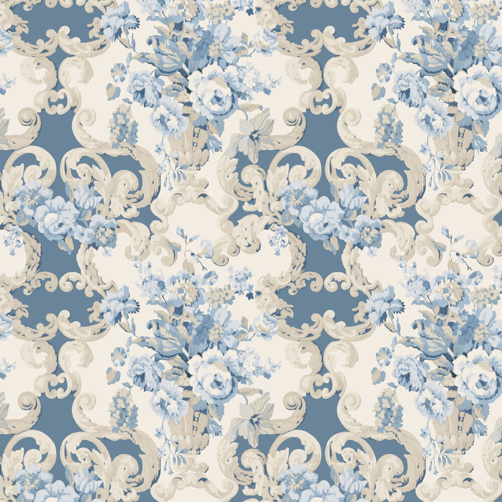 Floral Rococo By Mulberry Home Blue Wallpaper Direct