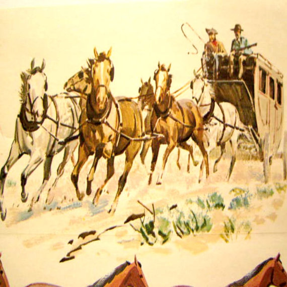 Vintage Wallpaper Western Horse Tack Paper Border Sam Savitt