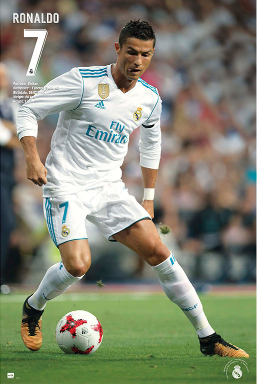 Real Madrid Sports Poster Cristiano Ronaldo In Action