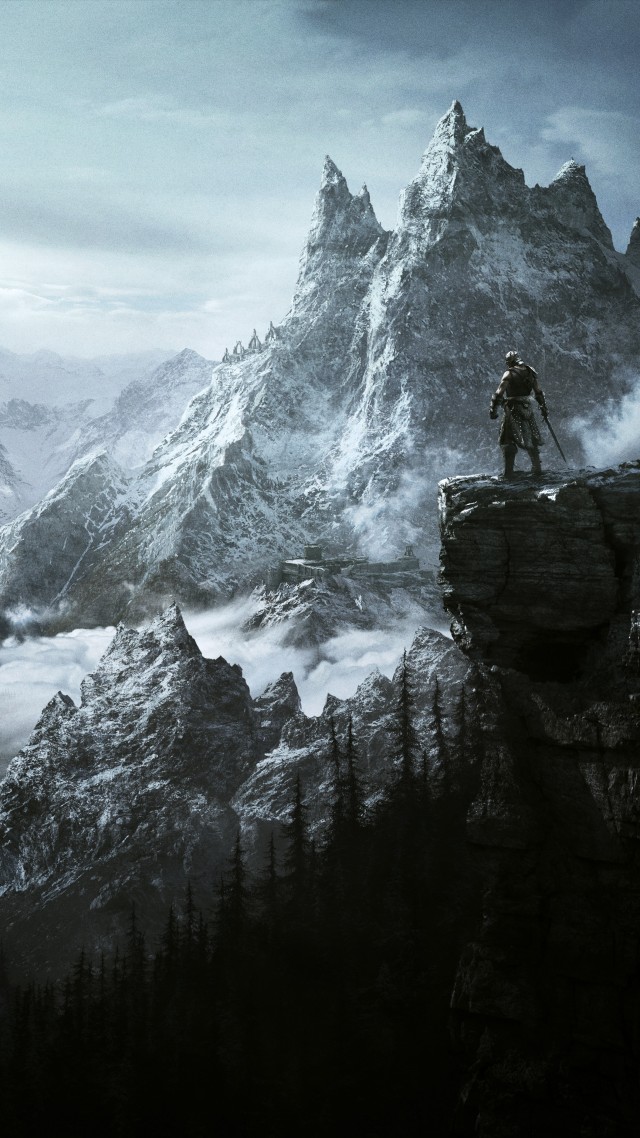 Wallpaper Games Rpg Skyrim Mountains Warrior Game 4k
