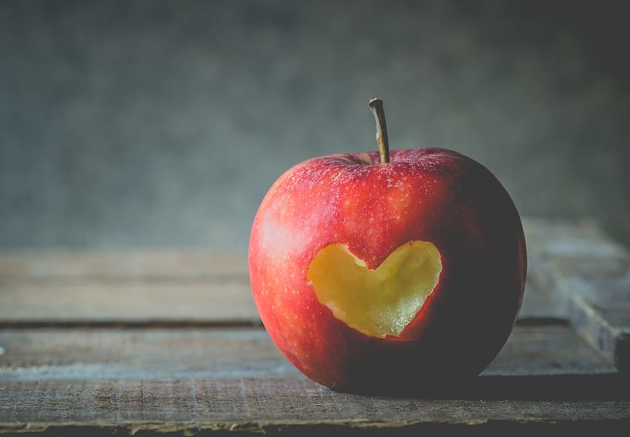 HD Wallpaper Shallow Focus Photo Of Red Apple Fruit Love