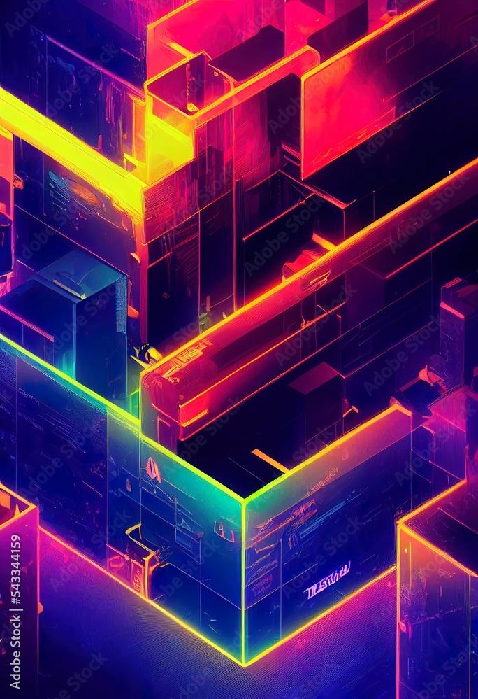 3d Rendering Illustration Of Gaming Background Abstract Cyberpunk