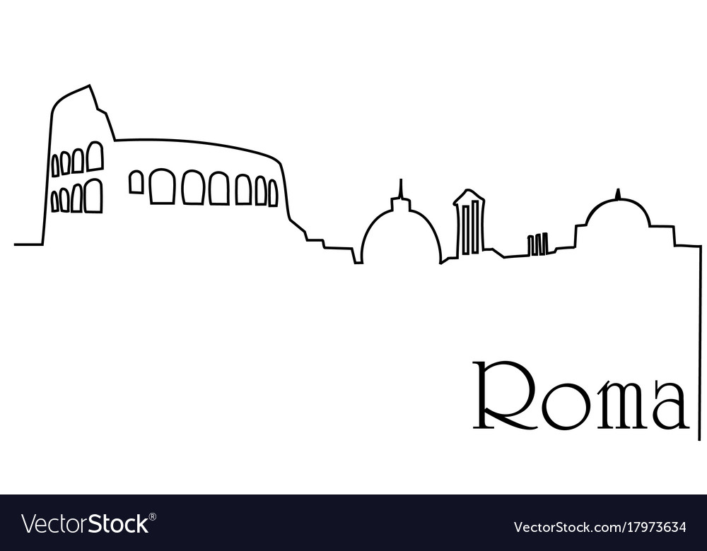 Roma City One Line Drawing Background Royalty Vector