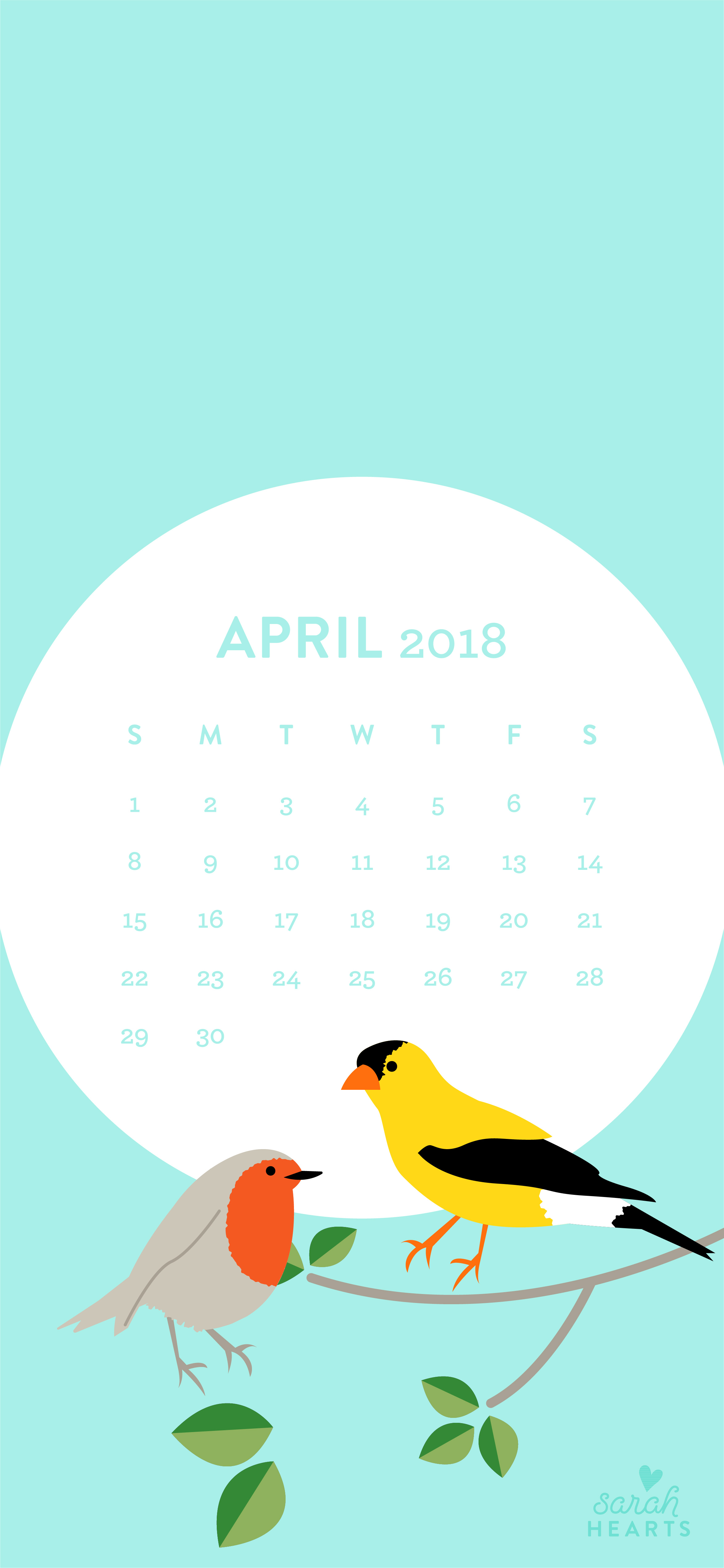 April Bird Calendar Wallpaper Sarah Hearts