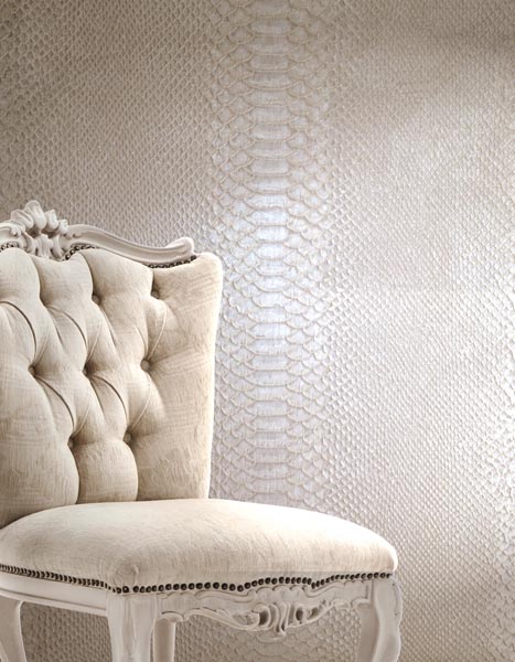 Grey Embossed Snakeskin Wallpaper From The Tresca Collection