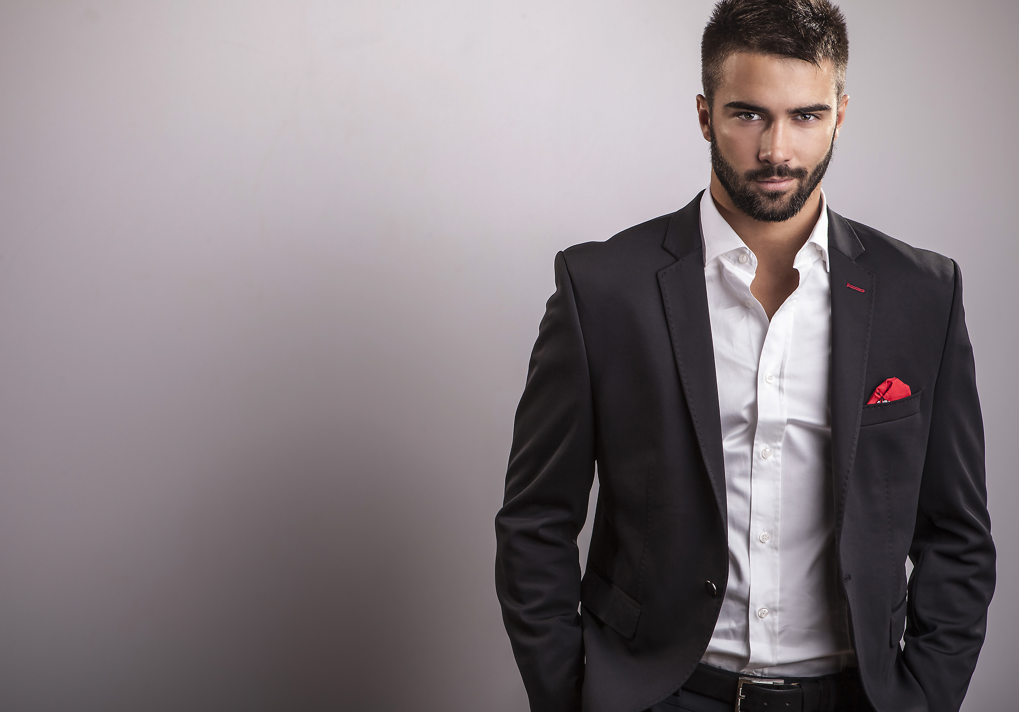 Suit Beard Man Model HD Wallpaper