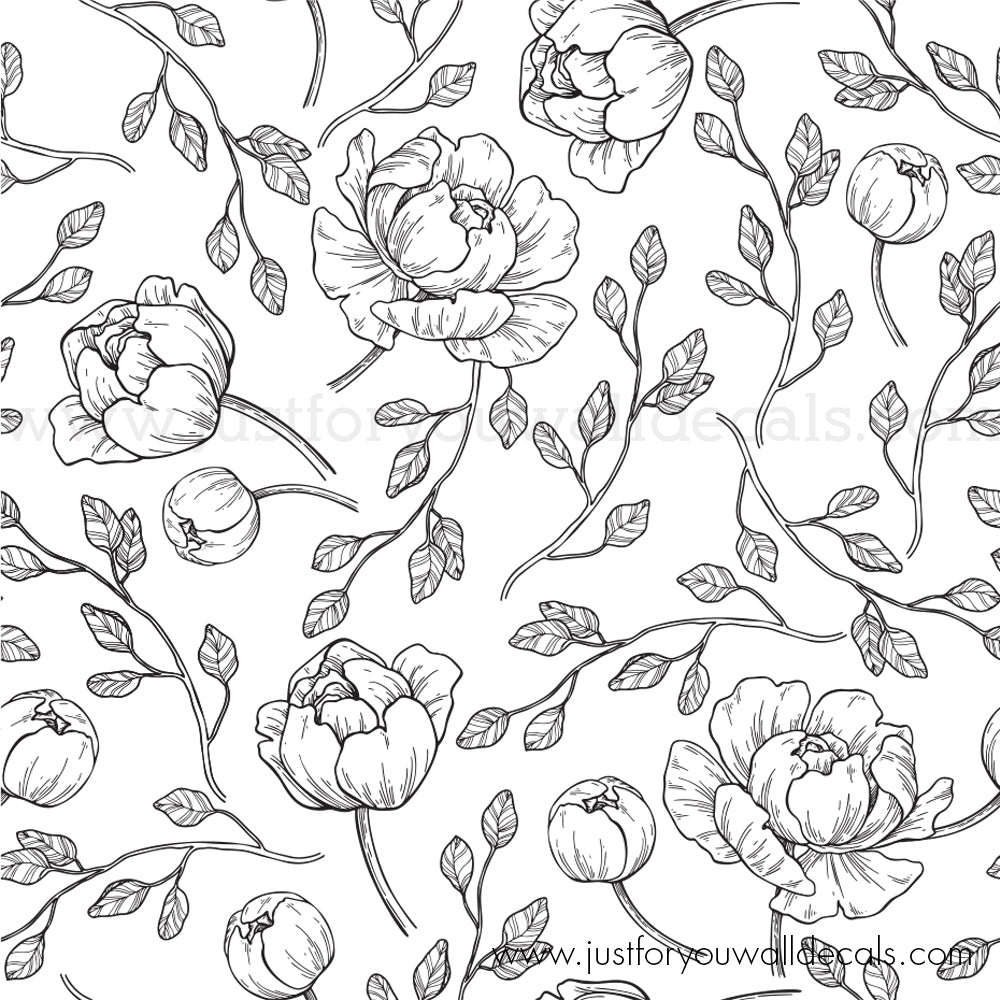 Sample Peony Sketch Wallpaper Wall Decals Removable