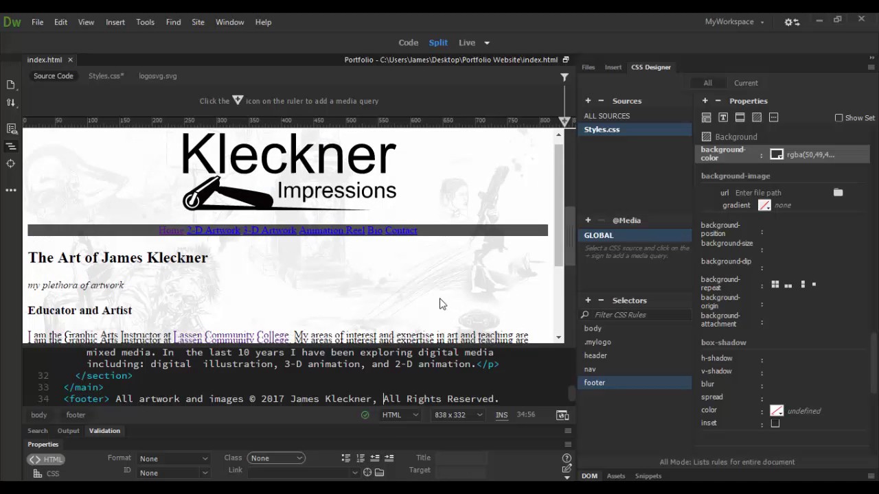 Adobe Dreamweaver Cc Adding Background Color To Elements