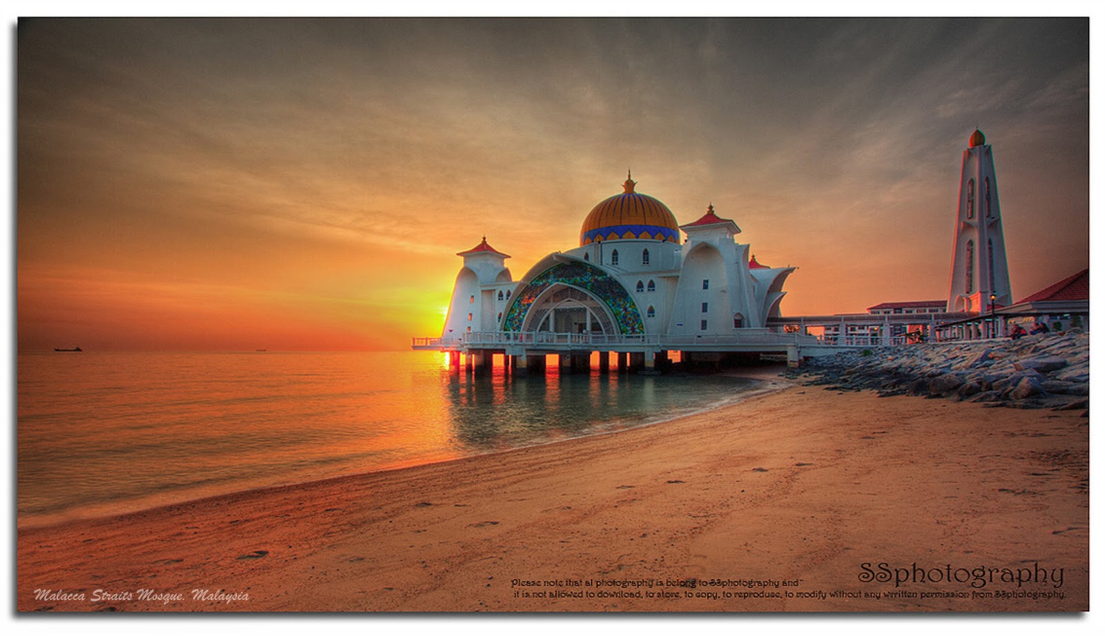 Beautiful Mosque HD Wallpaper Malacca Straits Malaysia Jpg
