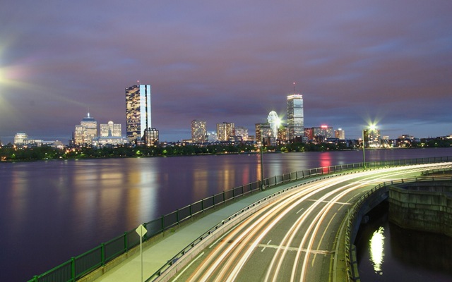 City Of Boston Ma Night Skyline