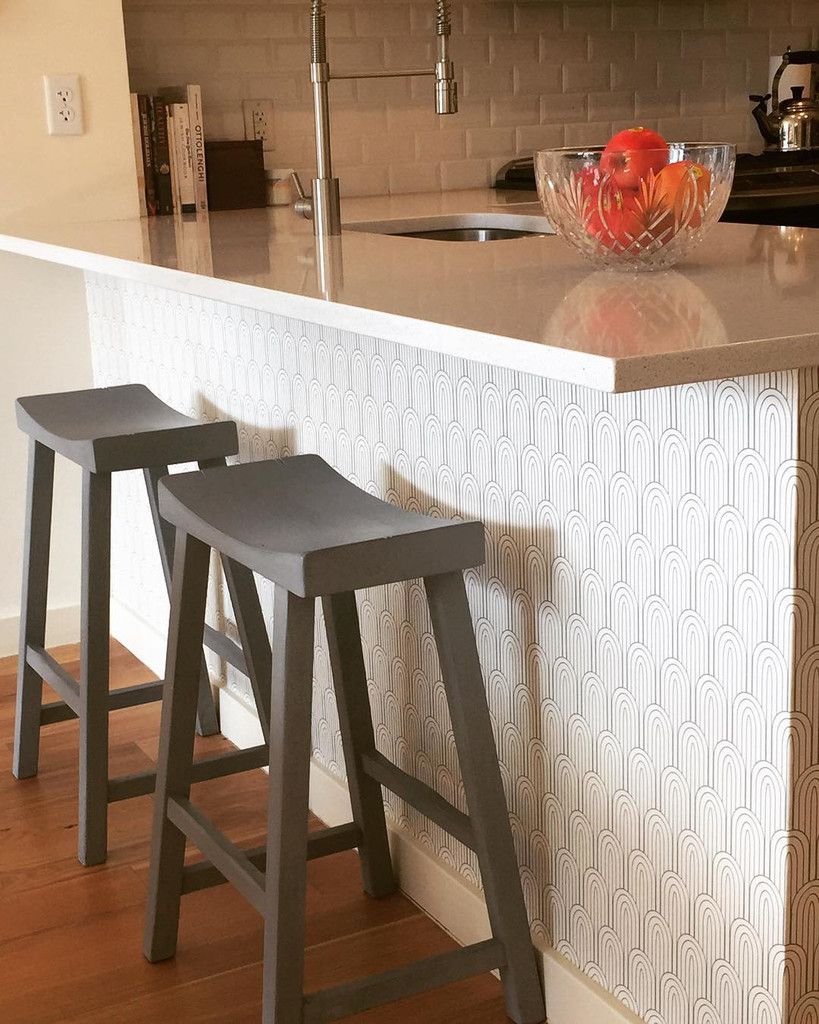 Free Download Kitchen Island Makeover Using Removable Wallpaper By