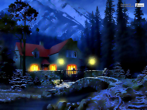 Snowy Cottage Animated Wallpaper Photo Sharing