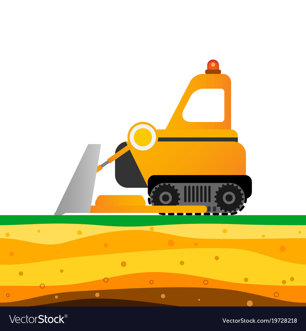 Yellow Bulldozer On White Background Mining Vector Image