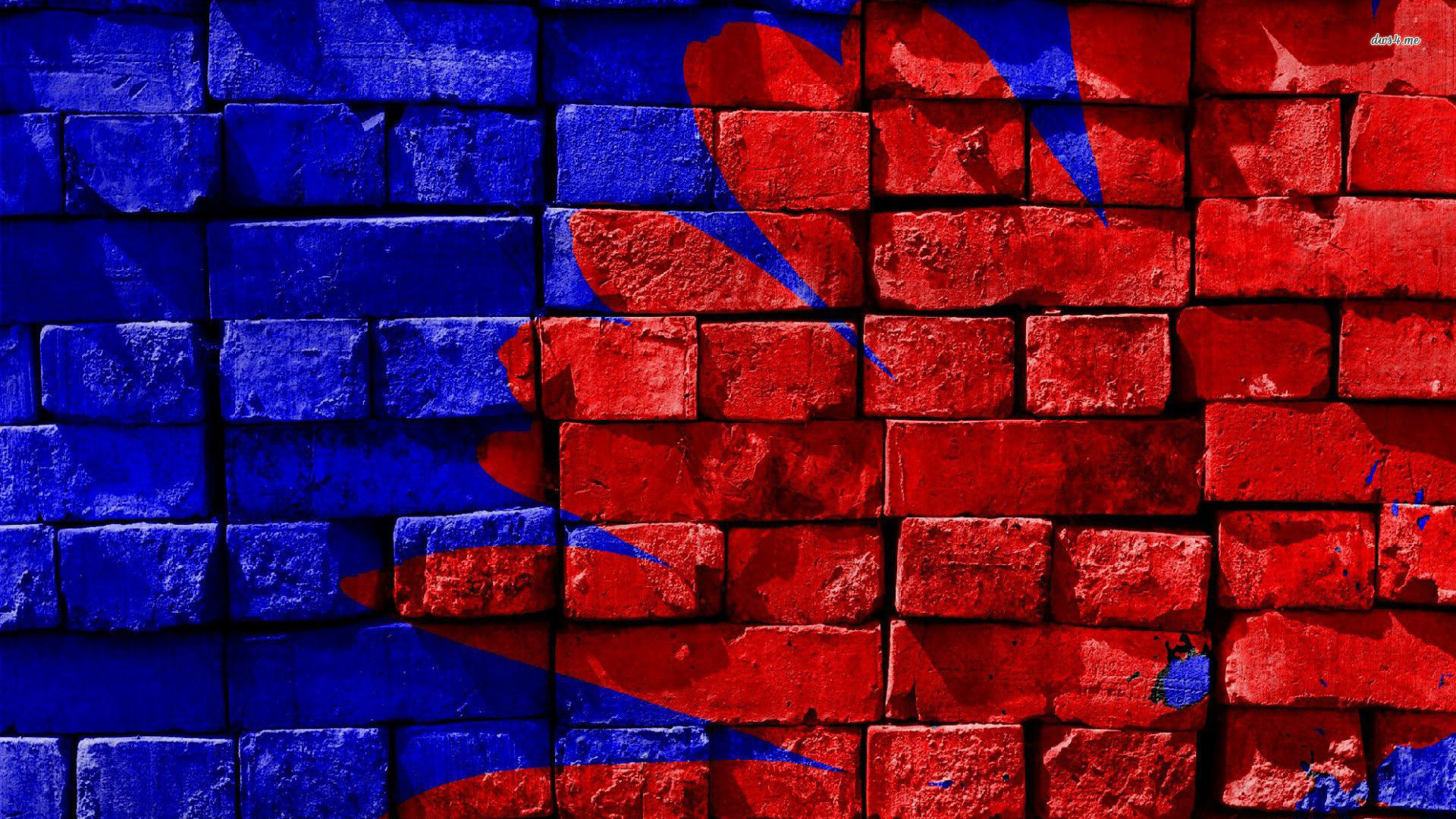 Red And Blue Brick Wall Wallpaper Photography