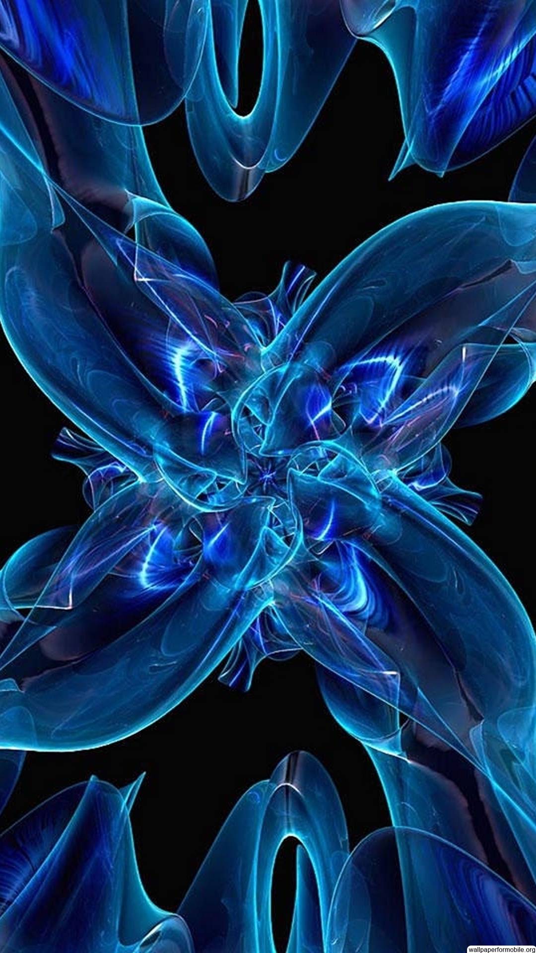 Abstract blue swirls on a black background, a cool and vibrant phone wallpaper