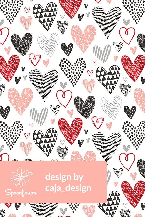 Hearts Geometrical Love Valentine Fabric Valentines Patterns