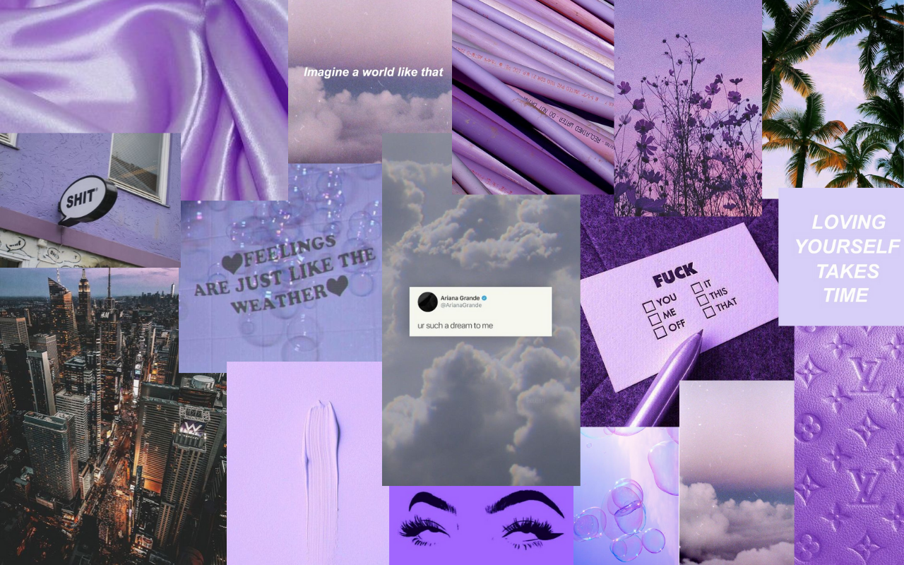 Aesthetic Macbook Wallpaper Collage Purple